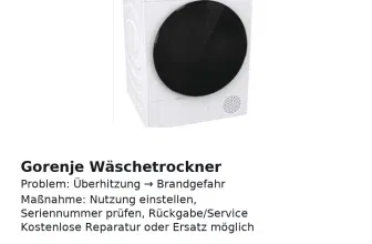 Schnäppchen, Deals und Rabattcodes des Tages - Gorenje Wäschetrockner Rückruf