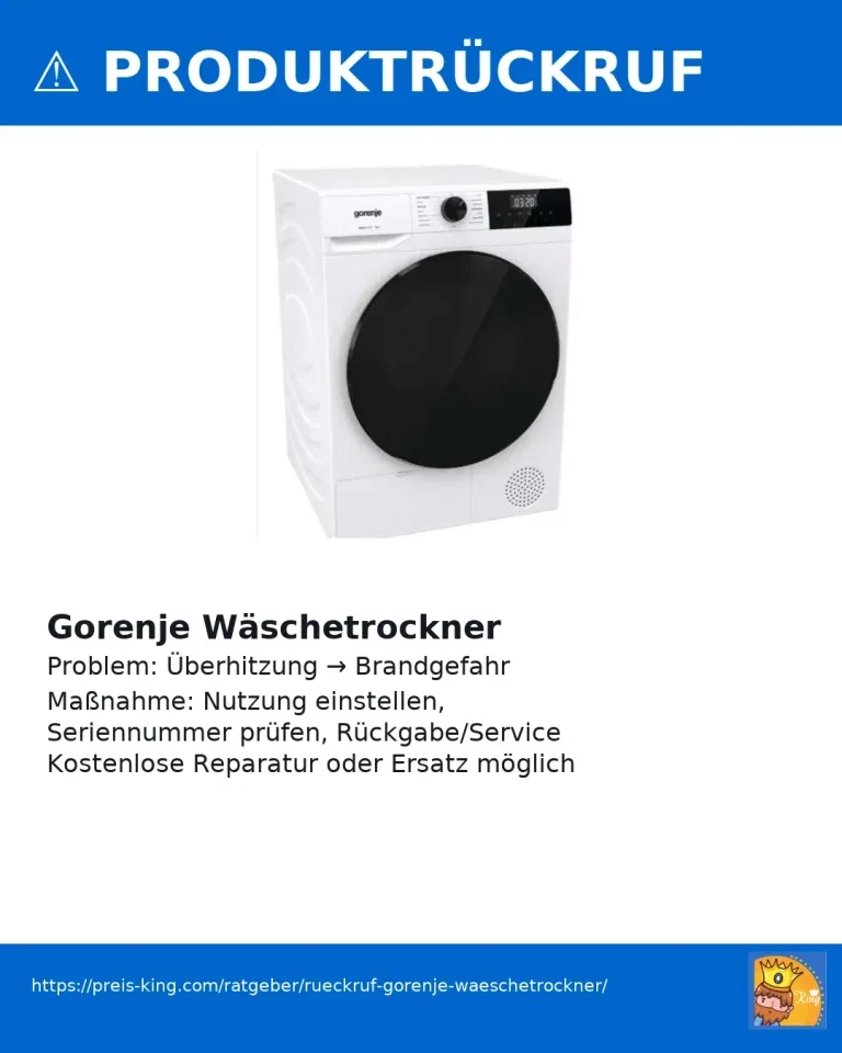 Rückruf Gorenje Wäschetrockner – Überhitzungsgefahr – so schützt ihr euch!