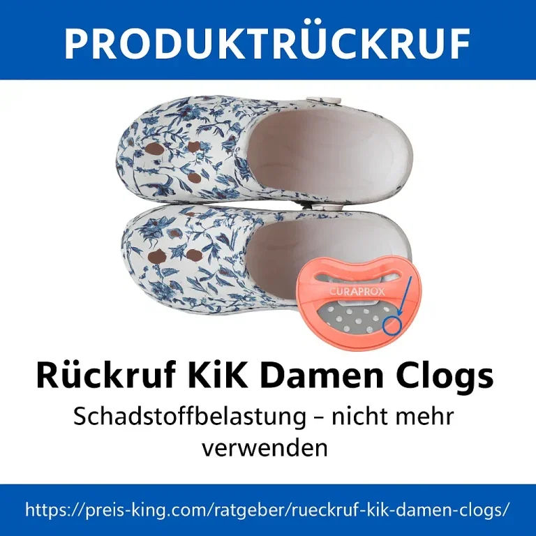 Rückruf KiK Damen Clogs wegen Schadstoffen zurückgerufen