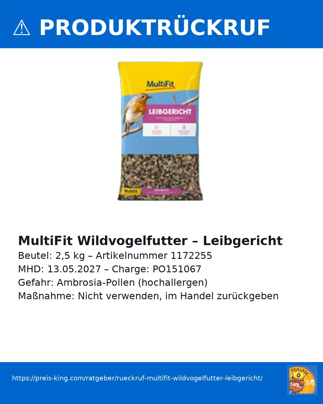 Schnäppchen, Deals Und Rabattcodes Des Tages - Multifit Wildvogelfutter Leibgericht
