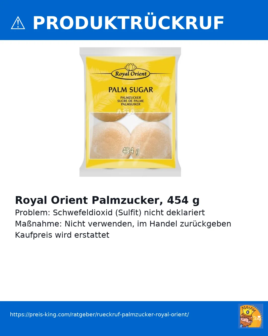 Schnäppchen, Deals Und Rabattcodes Des Tages - Bild Eines Rückrufs Von Palmzucker Royal Orient