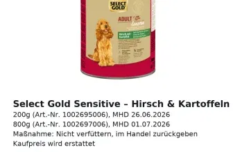 Schnäppchen, Deals und Rabattcodes des Tages - Rückruf Select Gold Sensitive Nassfutter