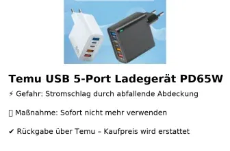 Schnäppchen, Deals und Rabattcodes des Tages - USB 5-Port Schnellladegerät PD65W