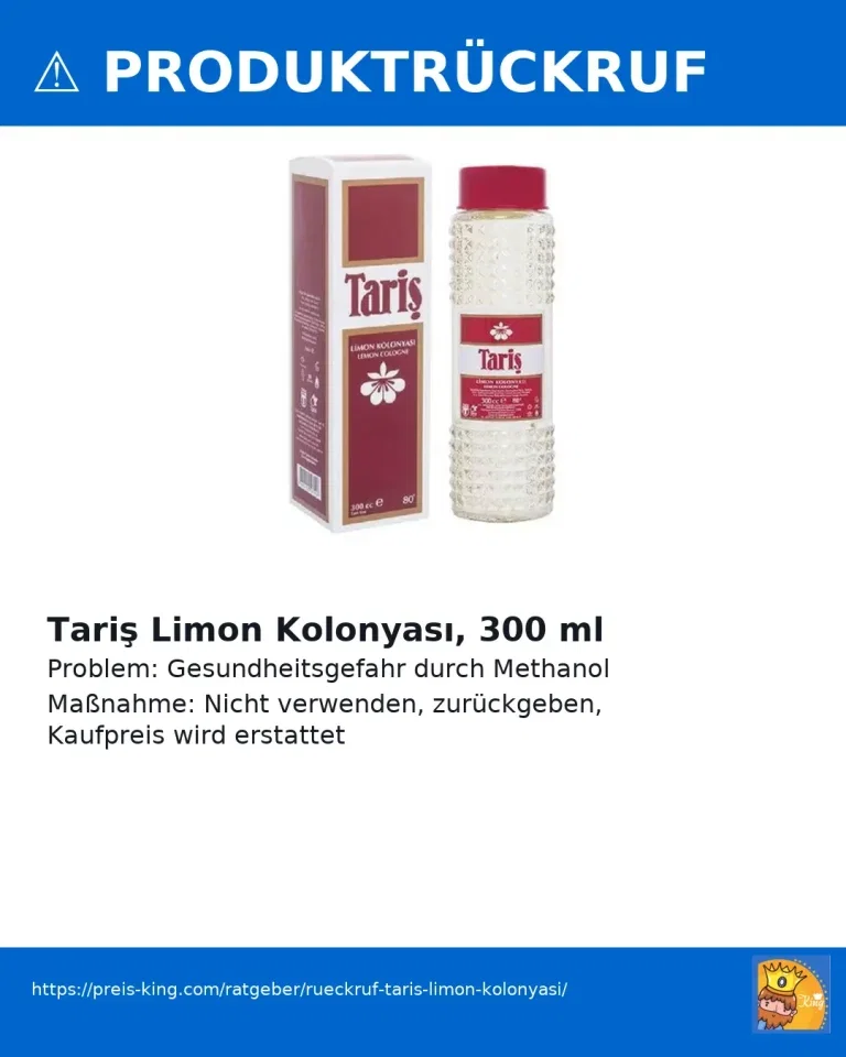 Rückruf TARIS Limon Kolonyasi 300 ml – Bakterielle Verunreinigung