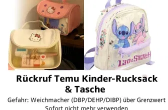 Schnäppchen, Deals und Rabattcodes des Tages - Rückruf Temu Kinder Rucksack und Tasche
