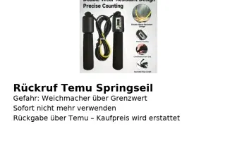 Schnäppchen, Deals und Rabattcodes des Tages - Rückruf Temu Springseil