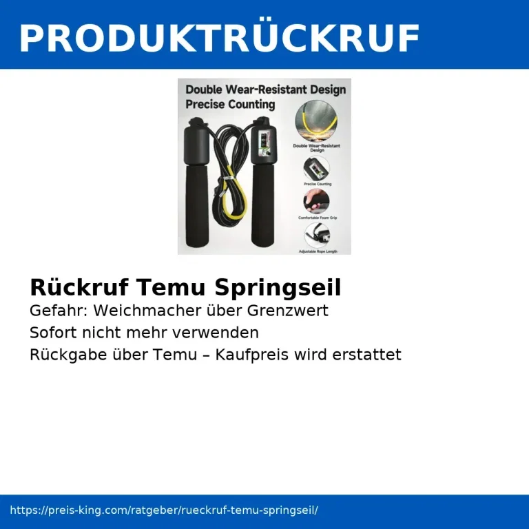 Rückruf Temu Springseil – Gesundheitsgefahr durch Weichmacher