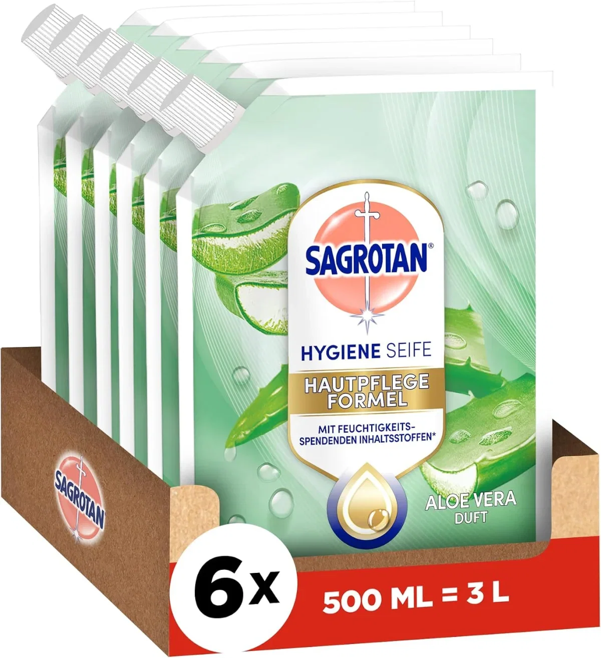 Sagrotan Handseife Nachfüller Aloe Vera 6er Pack (6 x 500 ml)