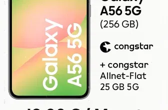 Gomibo: Samsung Galaxy A56 5G (256 GB) + congstar Allnet-Flat 25 GB 5G für 19,00 € / Monat + 20,95 € einmalig