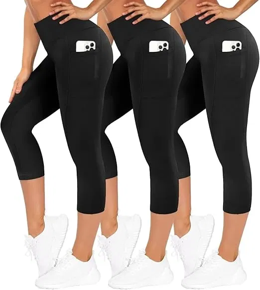 3er Pack Leggings 3/4 mit Taschen (Gr. S bis XXL) für 10,99 € inkl. Prime-Versand (statt 21,00 €)