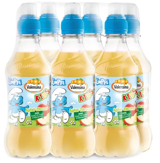 Valensina Kids Schlümpfe Apfel Zitrone (6 x 330 ml – Packung)