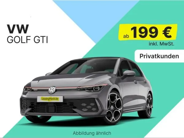 Volkswagen Golf GTI 2.0 TSI mit 265 PS für 199,00 € / Monat + 1.490,00 € einmalig – LF 0,43 (Privatkunden)