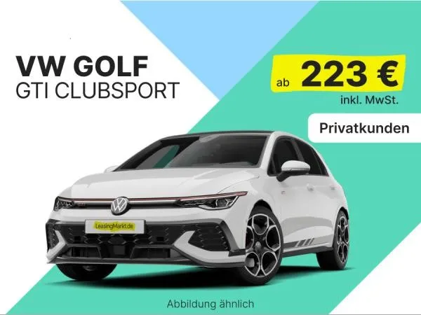 Volkswagen Golf GTI Clubsport 2.0 TSI mit 300 PS für 223,00 € / Monat + 1.390,00 € einmalig – LF 0,45 (Privat- und Gewerbekunden)