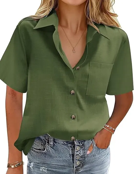 Zeagoo Damen Kurzarm Bluse (6 Farben, Gr. S bis XL) für 7,49 € inkl. Prime-Versand
