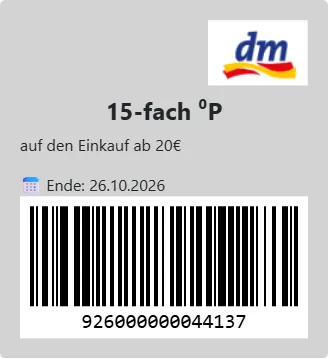 Schnäppchen, Deals und Rabattcodes des Tages - dm 15 EAN 926000000044137 1