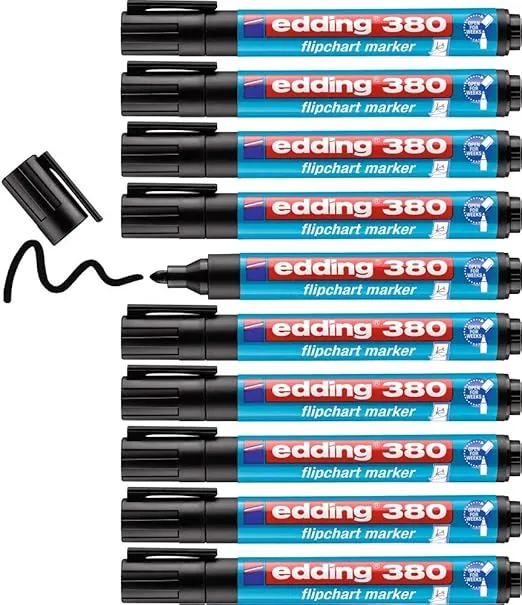 edding 380 Flipchart-Marker – schwarz – 10 Stifte – Rundspitze 1 5-3 mm für 4,20 € inkl. Prime-Versand (statt 12,00 €)
