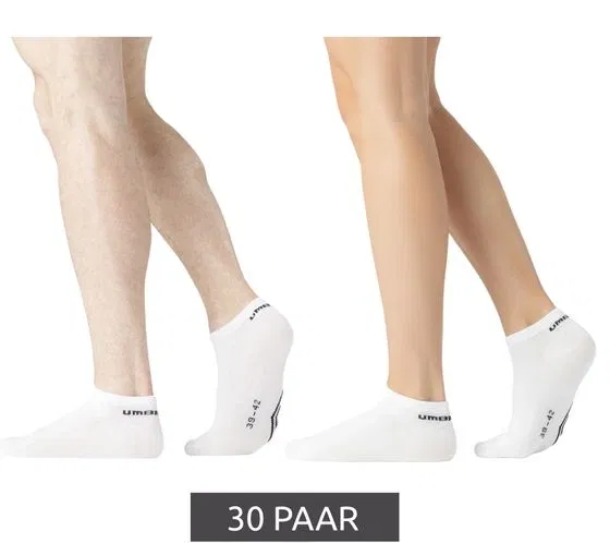Umbro Sport Socks Sneaker-Socken (Gr. 39-42 bis 43-46 – 30 Paar) für 29,99 € inkl. Versand (statt 60,00 €)