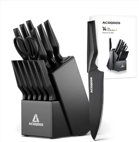 ACOQOOS Messerblock mit  Messerset mit integriertem Schärfer (14-teilig) für 19,97 € inkl. Prime-Versand (statt 39,95 €)