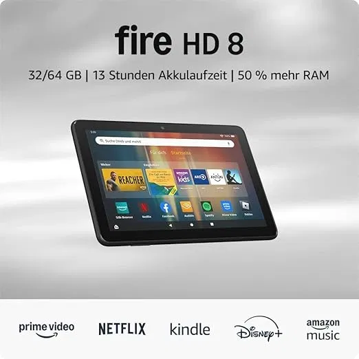 Amazon Fire HD 8-Tablet (Neueste Generation) 8-Zoll-HD-Bildschirm 3 GB RAM 32 GB für 49,99 € inkl. Prime-Versand (statt 90,00 €)