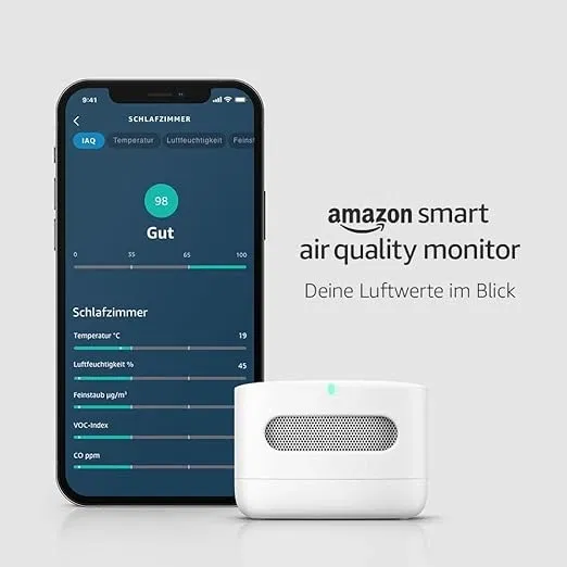 Amazon Smart Air Quality Monitor (Neueste Generation) – Smartes Luftqualitätsmessgerät von Amazon (Smartes Luftqualitätsmessgerät von Amazon) für 39,99 € inkl. Prime-Versand (statt 55,00 €)