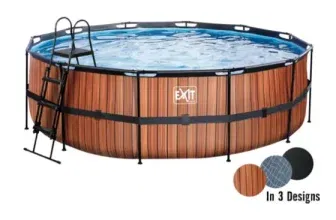 EXIT WoodPool Framepool-Set Ø 488×122 cm mit Sandfilteranlage & Leiter in Holzoptik für nur 200 € statt 500 €