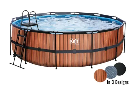 EXIT WoodPool Framepool-Set Ø 488×122 cm mit Sandfilteranlage & Leiter in Holzoptik für nur 200 € statt 500 €