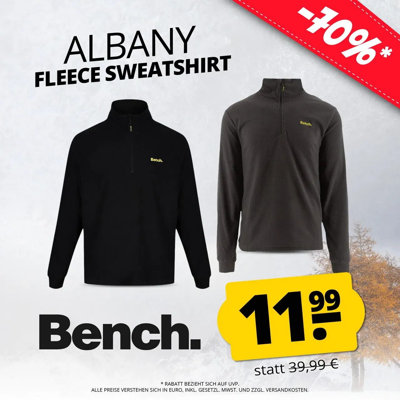 Schnäppchen, Deals und Rabattcodes des Tages - Bench Albany Herren Fleece Sweatshirt