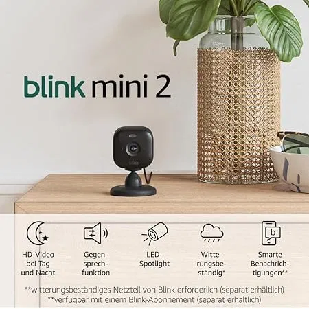 Blink Mini 2 – Überwachungskamera smarte Plug-in-Sicherheitskamera mit HD-Nachtsicht für 16,99 € inkl. Prime-Versand (statt 35,00 €)