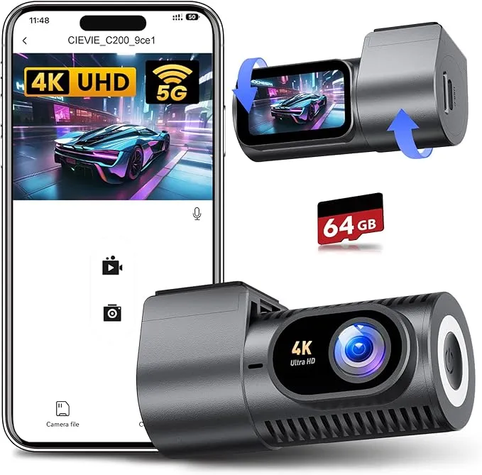 CIEVIE C200 4K Dashcam (4K, 1,5″ Display & 5G WiFi & 64GB Karte) für 32,24 € inkl. Prime-Versand (statt 45,04 €)