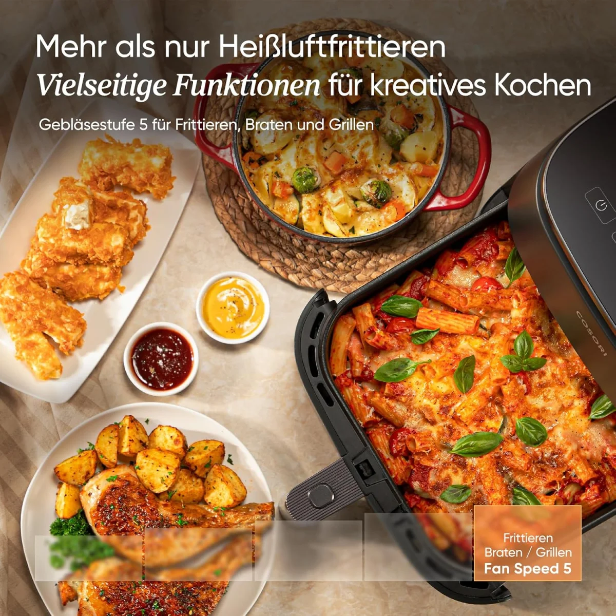 Cosori Turboblaze Airfryer Heißluftfritteuse 9-in-1 Air Fryer XXL 6L
