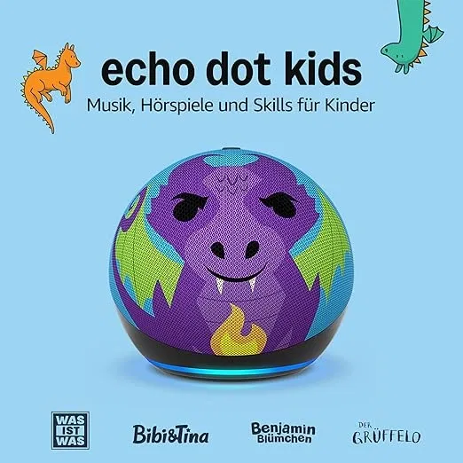 Echo Dot Kids (Neueste Generation) Smarter WLAN- und Bluetooth-Lautsprecher mit Alexa Drachen Design für 29,99 € inkl. Prime-Versand (statt 74,99 €)