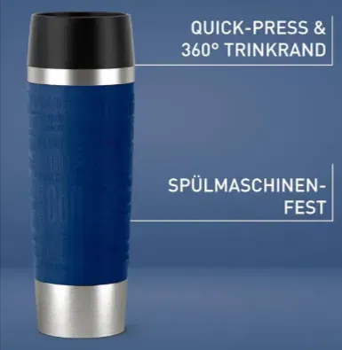Emsa 515618 Vorgängermodell Travel Mug Thermobecher Edelstahl (0,5 Liter Blau) für 13,99 € inkl. Prime-Versand (statt 18,00 €)