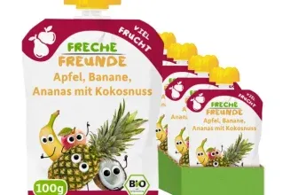 Fehler 🚨 FRECHE FREUNDE Bio Quetschie Apfel Banane Ananas mit Kokosnuss (6x100g) ab 1,21 € inkl. Prime-Versand (statt 6,54 €)