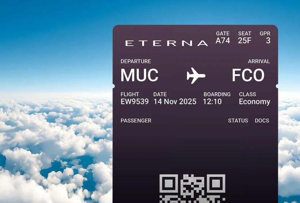 Fly with ETERNA 🛫 Jetzt kostenlosen Flug (Hin- und Zurück) sichern beim Einkauf ab 200 €