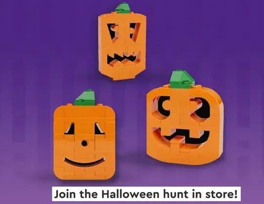Gratis 🎃 LEGO Halloween-Kürbisjagd in den LEGO Stores vom 24. bis 31. Oktober 2025