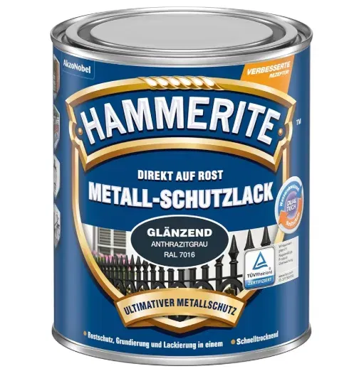 Hammerite Metallschutzlack Glänzend Anthrazitgrau für 8,49 € inkl. Prime-Versand (statt 17,00 €)