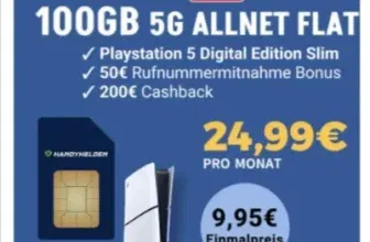 🔥Playstation 5 Slim Digital Edition mit klarmobil Vodafone Allnet Flat (100 GB) für 24,99€ mtl. + 200€ Cashback + 50€ Wechselbonus