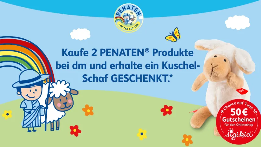 2 Penaten Produkte kaufen & GRATIS Sigikid Schaf bei dm sichern 🐑