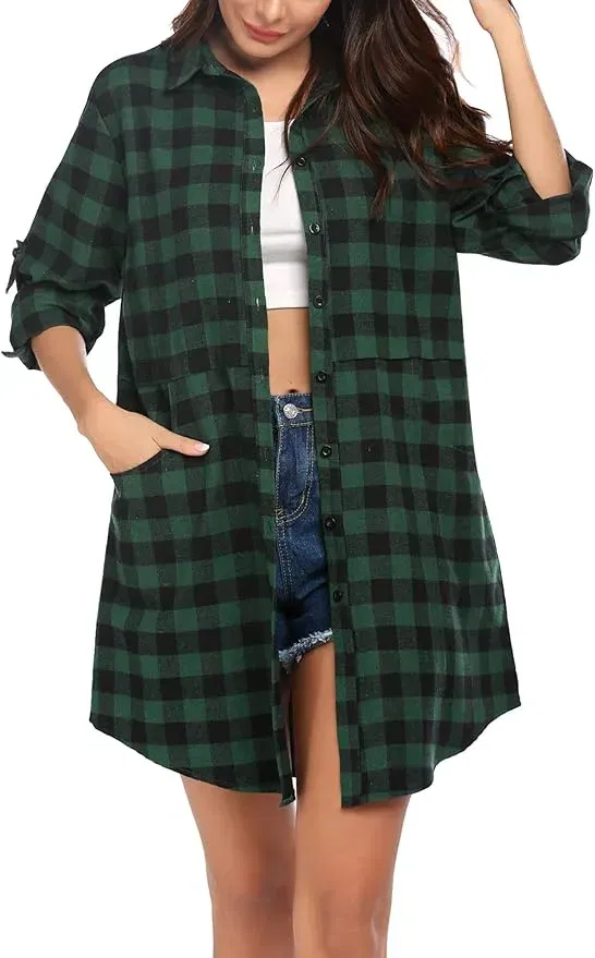 Hotouch Damen-Flanellhemd kariert (4 Farben, Gr. S bis XXL) für 12,49 € inkl. Prime-Versand (statt 24,99 €)