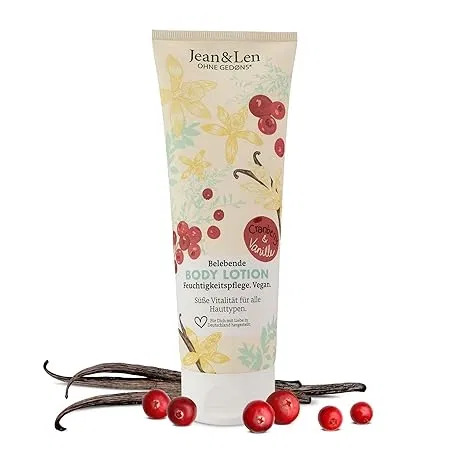 Jean Len Body Lotion Cranberry Vanille leichte Textur zieht schnell ein fuer alle Hauttypen geeignet pH hautideale Formulierung Hautcreme ohne Parabene Silikone vegan Schnäppchen, Deals Und Rabattcodes Des Tages - Jean Len Body Lotion Cranberry Vanille
