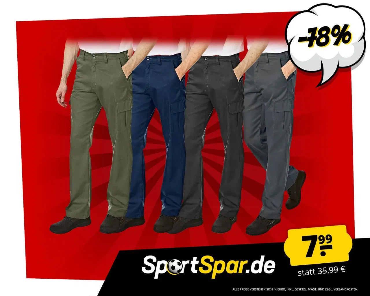 Lee Cooper Herren Cargo Arbeitshose (4 Farben, Gr. W30/L29 bis W42/L33) für 12,94 € inkl. Versand