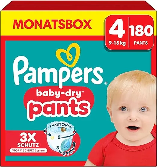 Pampers Baby-Dry Pants Monatsbox  Größe 4 bis 8 z.B. Größe 4 ab 35,81 € inkl. Versand