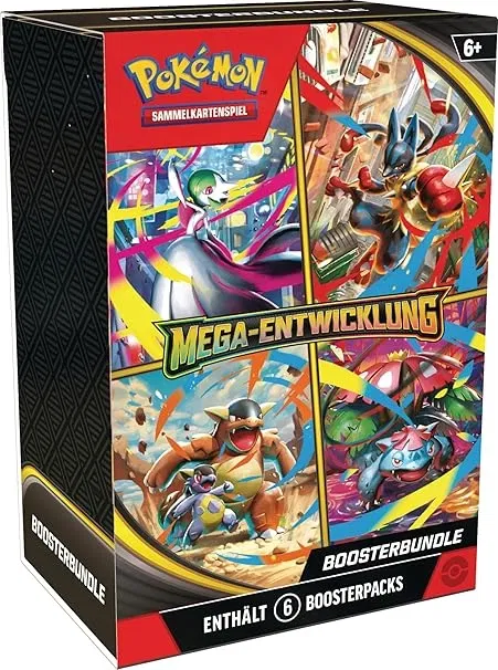 Pokémon-Sammelkartenspiel: Boosterbundle Mega-Entwicklung (6 Boosterpacks) für 29,94 € inkl. Prime-Versand (statt 47,00 €)