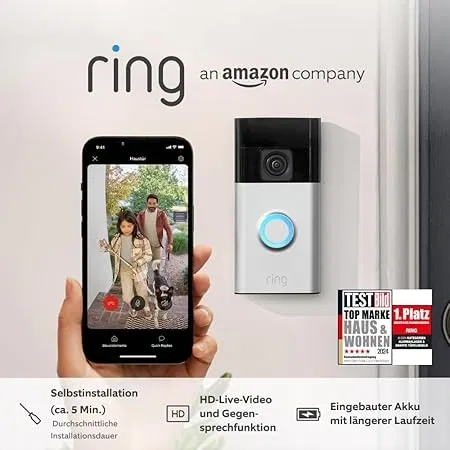 Ring Akku-Videotürklingel (Battery Video Doorbell) (2024) WLAN-Videotürklingel-Sicherheitskamera für 39,99 € inkl. Prime-Versand (statt 68,00 €)