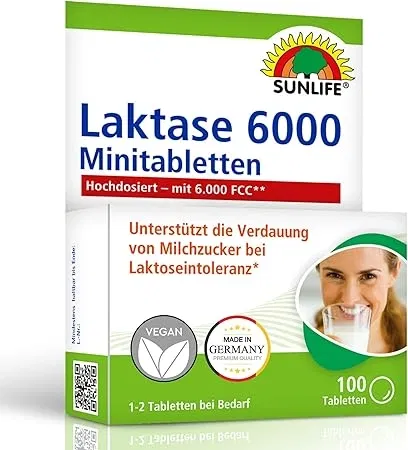 SUNLIFE Laktase 6000 Mini-Tabletten 100 Stück ab 5,18 € inkl. Prime-Versand (statt 9,49 €)