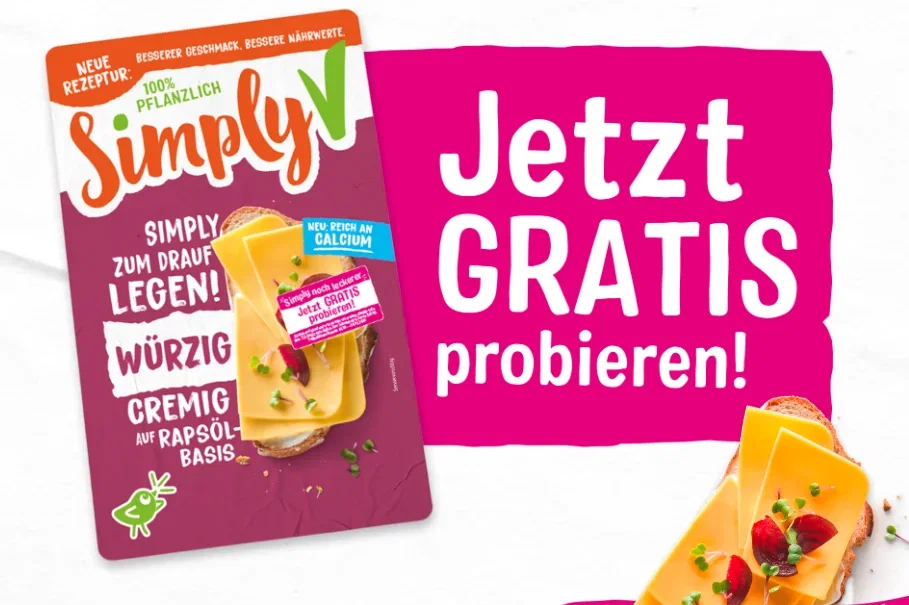 SimplyV Cashback-Aktion 2026: Veganer Käsegenuss kostenlos testen