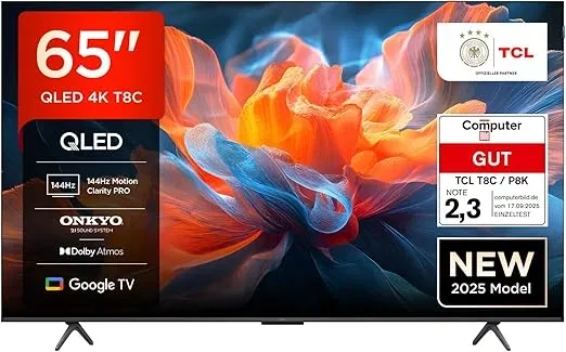 TCL 65T8C 65 Zoll QLED 4K HDR UHD Fernseher für 498,00 € inkl. Versand (statt 590,00 €)