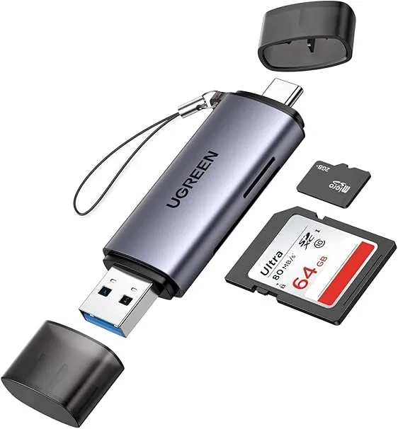 UGREEN SD Kartenleser USB 3.0 USB C Dual Stecker Kartenlesegerät für 6,99 € inkl. Prime-Versand (statt 8,99 €)