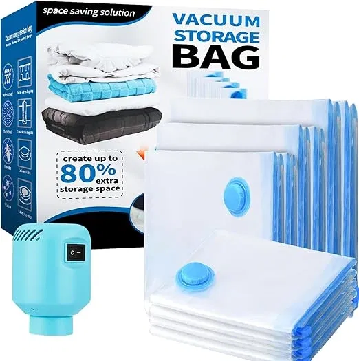 Vakuumbeutel fuer Kleidung Bettdecken mit Elektrische Pumpe 10 Stueck 2XL2M4S Wiederverwendbar Vacuum Bags fuer Lagerung fuer Bettwaesche Kissen Umzug und Reise Vacuum bags for clothing