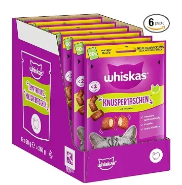 WHISKAS Knuspertaschen Katzensnacks mit Pute (6*60g) ab 5,89 € inkl. Prime-Versand (statt 9,63 €)